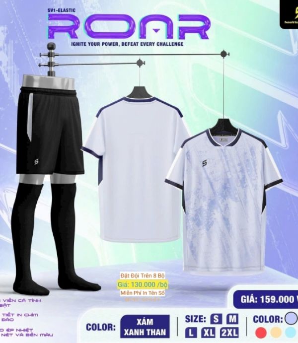 ÁO ĐÁ BANH SAO VIỆT ROAR - XÁM