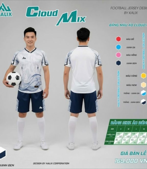 ÁO ĐÁ BANH KALIX CLOUD - TRẮNG XANH
