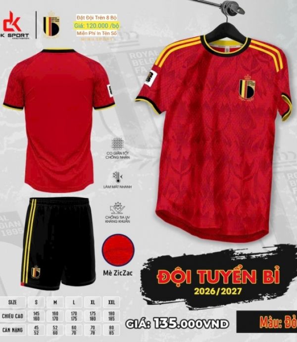 ÁO ĐÁ BANH DK - BỈ ĐỎ