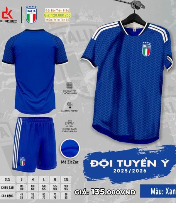 ÁO ĐÁ BANH DK - Ý XANH