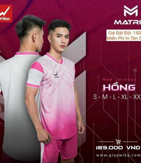 ÁO BÓNG ĐÁ WIKA MATRIX - HỒNG TRẮNG