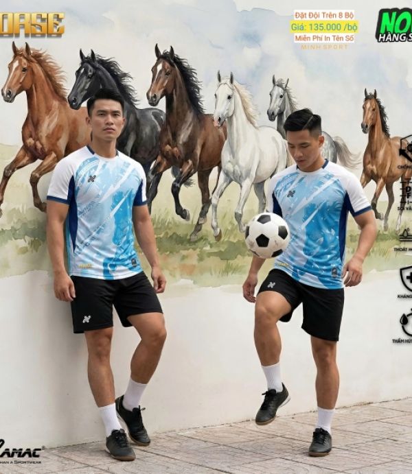 ÁO ĐÁ BANH AMAC HORSE - TRẮNG XANH