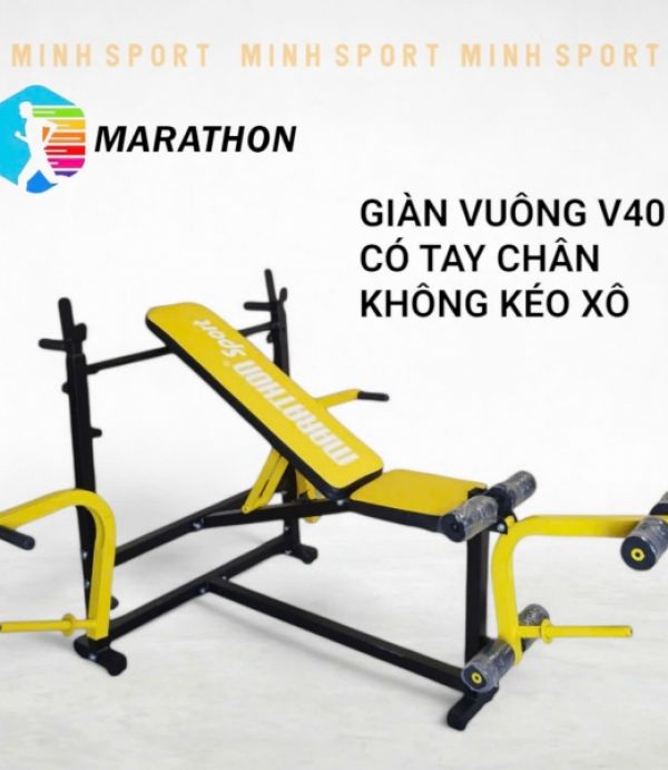 Ghế Tạ - Giàn Tạ Vuông V40 Có Tay Chân Marathon 