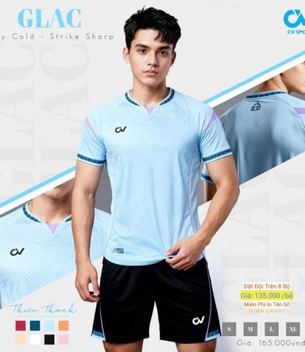 ÁO ĐÁ BANH CV GLAC - XANH BIỂN
