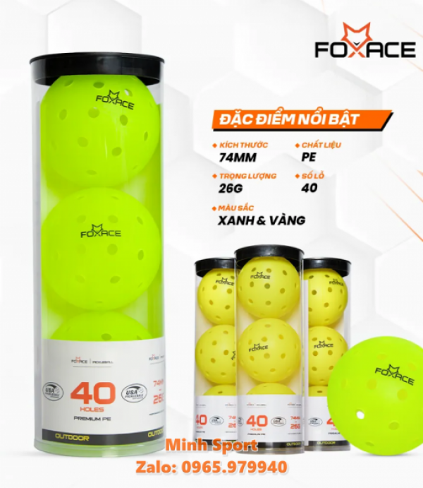 Bóng Pickleball Foxace Thi Đấu - Hộp 3 Quả