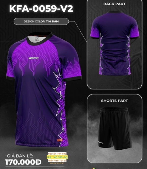 ĐỒ ĐÁ BANH KEEP FLY 0059 - TÍM ĐẬM