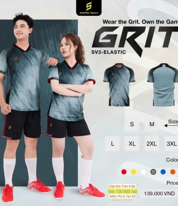 ĐỒ ĐÁ BANH SAO VIỆT GRIT - XÁM