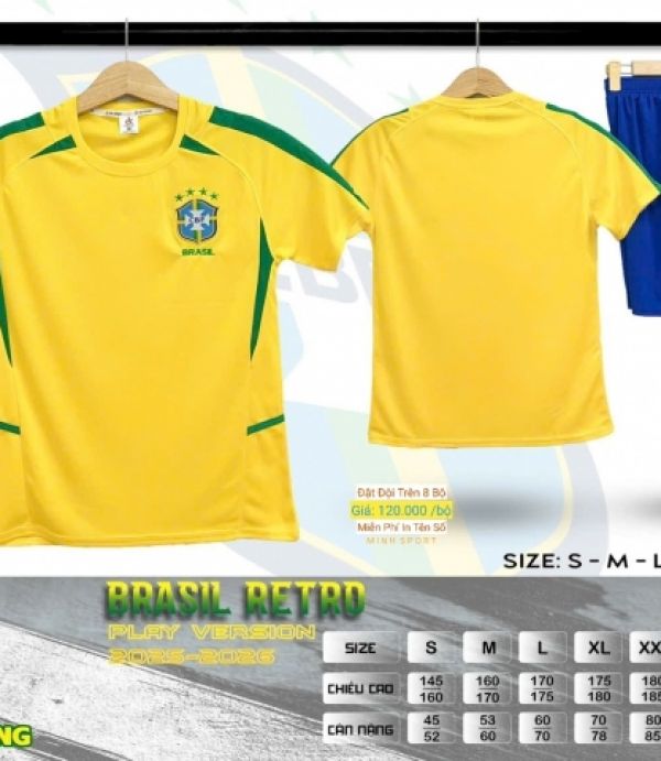 ÁO ĐÁ BANH DK - BRASIL VÀNG