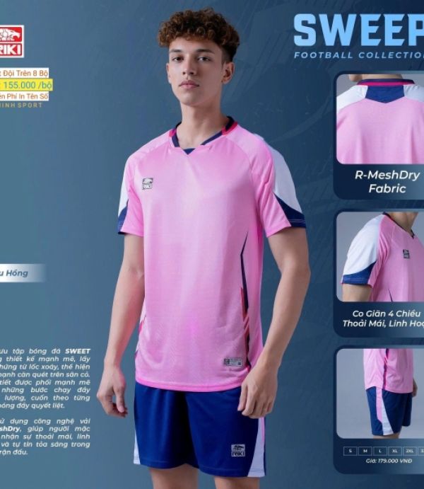 ÁO ĐÁ BANH RIKI SWEEP - HỒNG