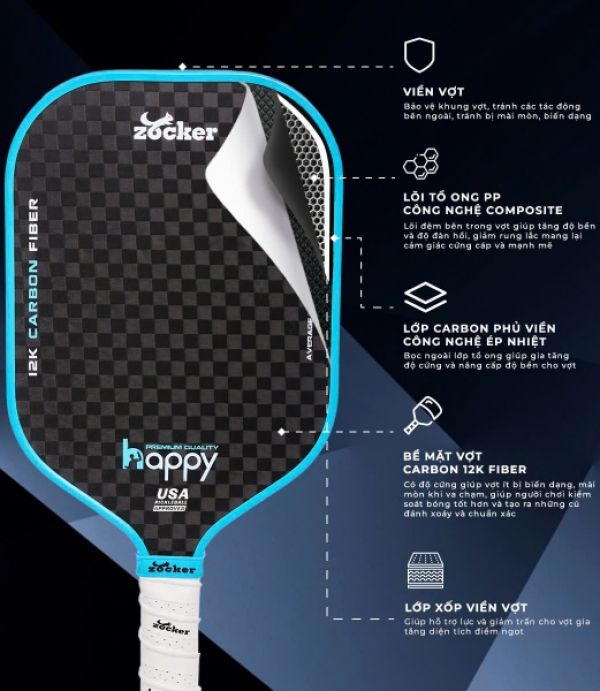 Vợt Pickleball Zocker Happy 03
