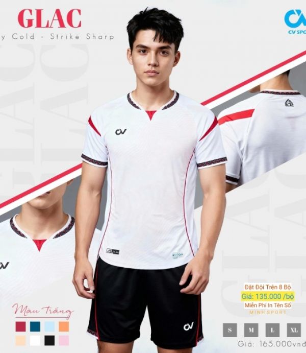 ÁO ĐÁ BANH CV GLAC - TRẮNG