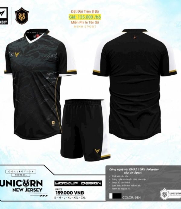 ÁO BÓNG ĐÁ VH UNICORN - ĐEN