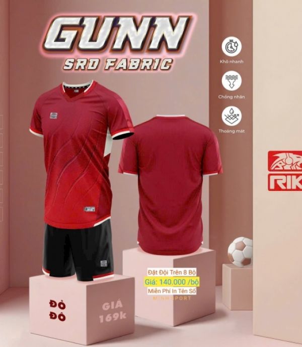 ĐỒ ĐÁ BANH GUNN SRD FABRIC - ĐỎ ĐÔ
