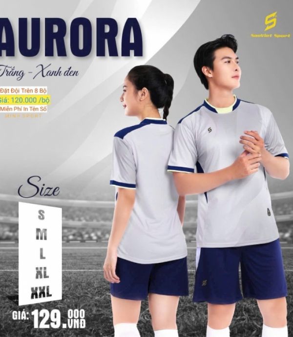 ĐỒ ĐÁ BANH AURORA - TRẮNG XANH ĐEN
