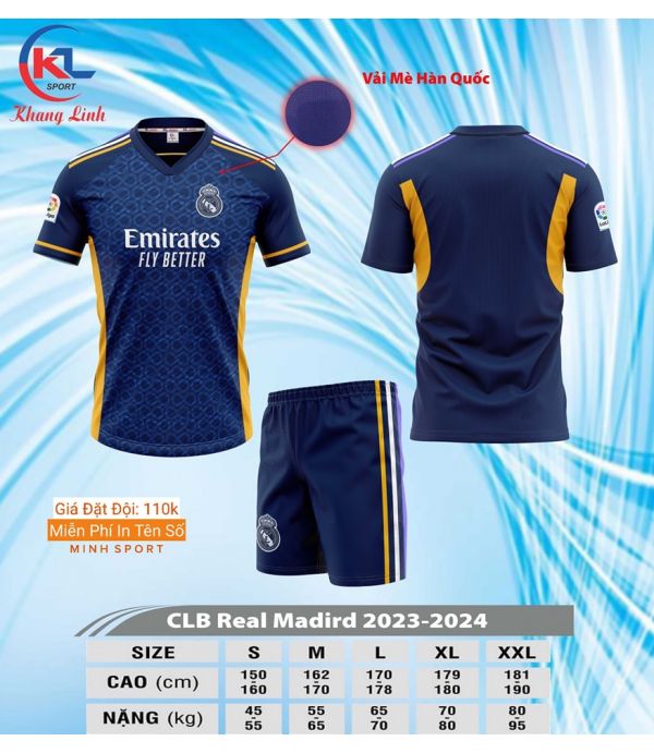 ÁO BÓNG ĐÁ REAL XANH ĐEN KL ÁO BÓNG ĐÁ REAL XANH ĐEN KL