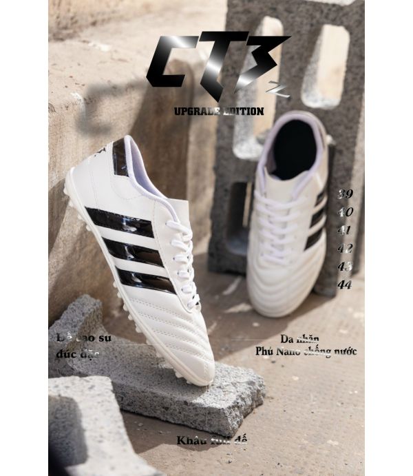 GIÀY ĐÁ BANH 3 SỌC CT3 CHÍNH HÃNG - TRẮNG ĐEN GIÀY ĐÁ BANH 3 SỌC CT3 CHÍNH HÃNG - TRẮNG ĐEN