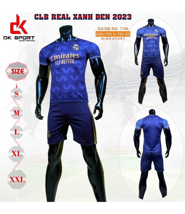 ÁO BÓNG ĐÁ REAL XANH ĐEN DK ÁO BÓNG ĐÁ REAL XANH ĐEN DK