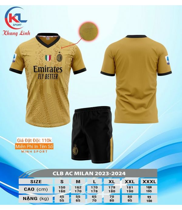 ÁO BÓNG ĐÁ AC MILAN ĐỒNG KL ÁO BÓNG ĐÁ AC MILAN ĐỒNG KL