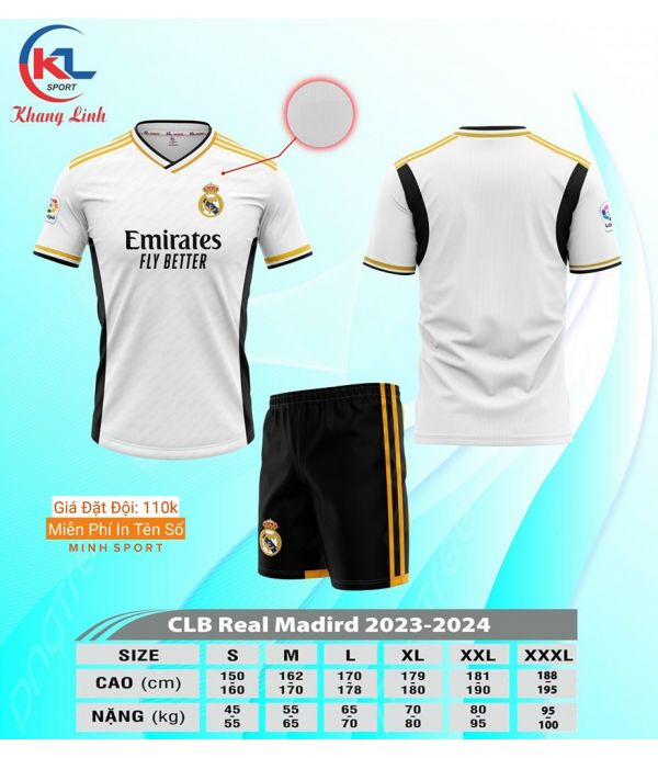 ÁO BÓNG ĐÁ REAL TRẮNG KL ÁO BÓNG ĐÁ REAL TRẮNG KL